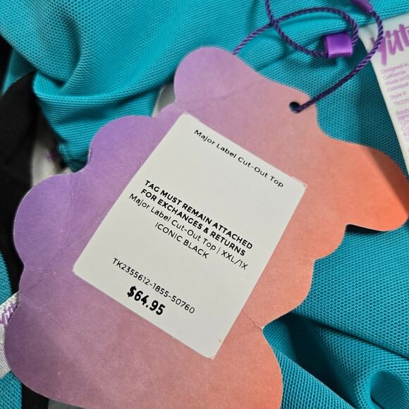 Yitty Black Major Label Cut-Out One Shoulder Athletic Crop Top NEW Womens XXL 1X - Picture 9 of 9